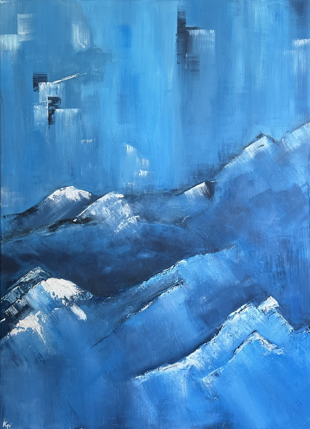Swedish Ice — commissioned acrylic painting on canvas, 80×110cm, 2026, by Konstantin Pfeil